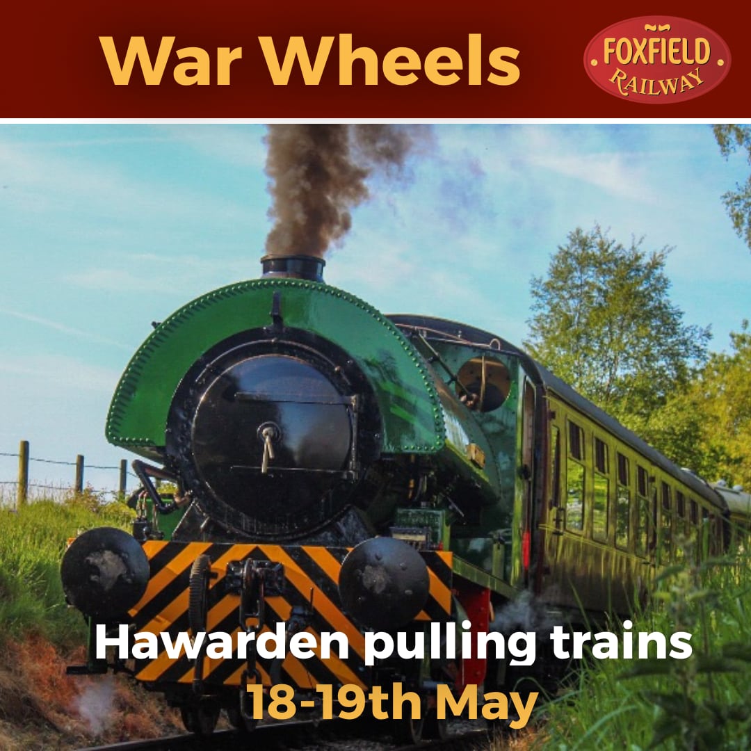 Hawarden pulling trains at Foxfield War Wheels