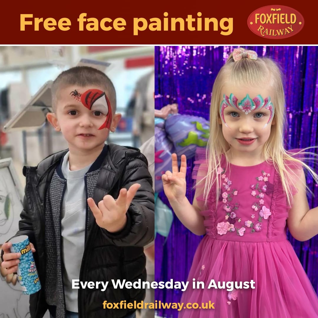 Free face painting in August at Foxfield Railway