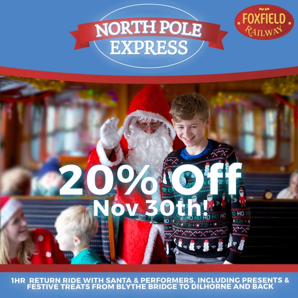 20% off Nov 30th at Foxfield Railway's North Pole Express