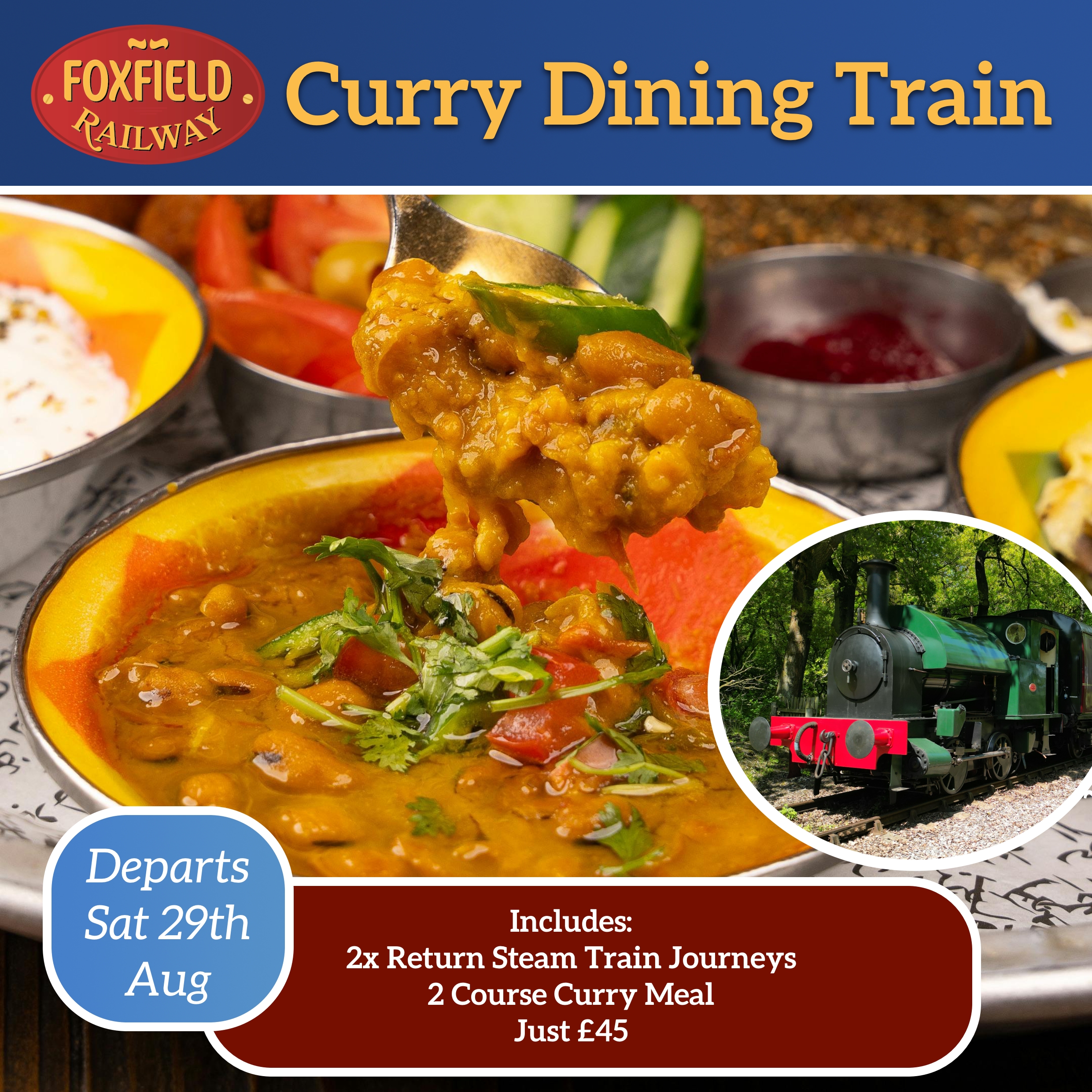 Curry Dining Train at Foxfield Railway Curry Dining Train at Foxfield Railway