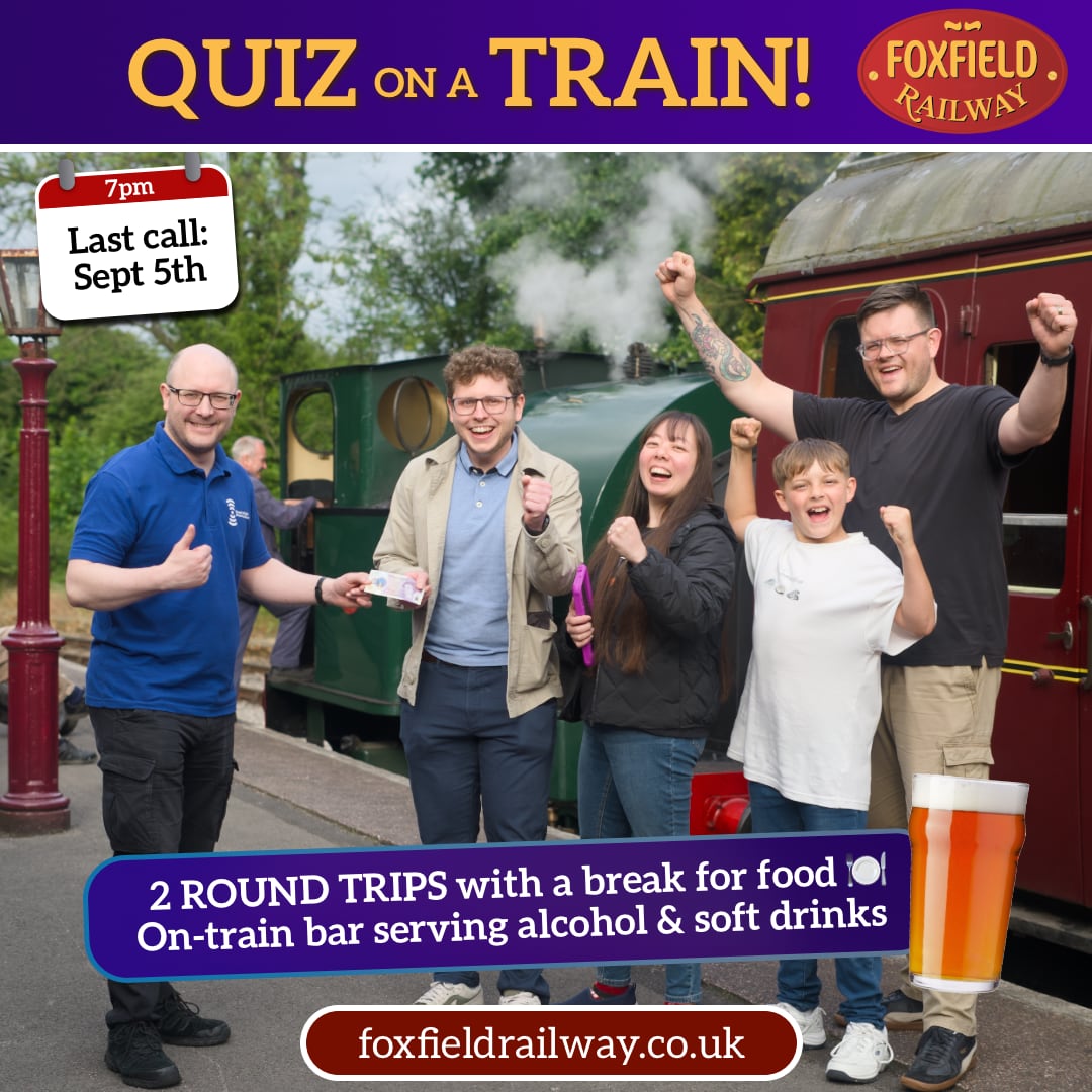 Quiz on a Train last departure for 2026 at Foxfield Railway Quiz on a Train last departure for 2026 at Foxfield Railway